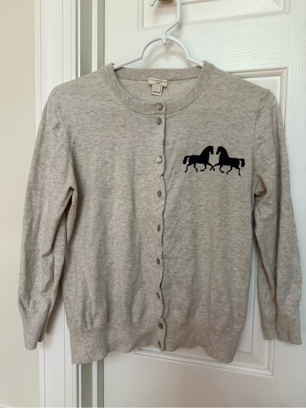 Vintage Horse J Crew Gray Crewneck Cardigan